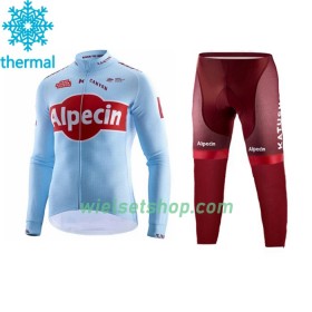 Fietskleding (Wielershirt Lange Mouw + Fietsbroek Lang) 2019 Team Katusha Alpecin N001 Winter Thermal Fleece